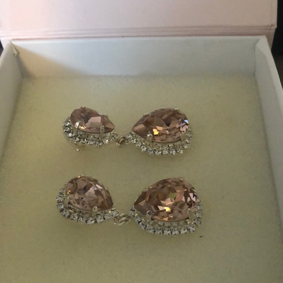 Silver & blush Swarovski drop earrings - Picture 3 of 3